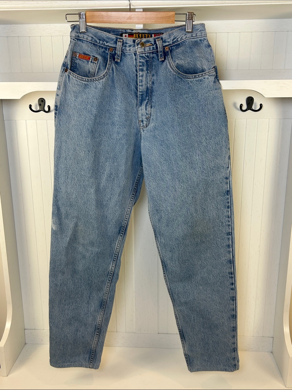 Vintage 90s IKEDA Light Wash High Rise Tapered Mom Jeans